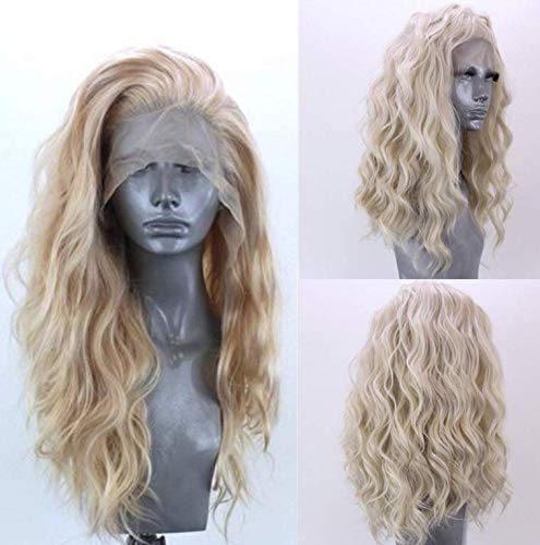 Golden Lace Front Wig Daifeer Long Loose Curly Long Loose Curly Wig, Natural Replacement Full Wigs for Women Wavy Fashion Long Synthetic Wigs,Heat Resistant Synthetic Fiber Wigs Side Middle Part 24'