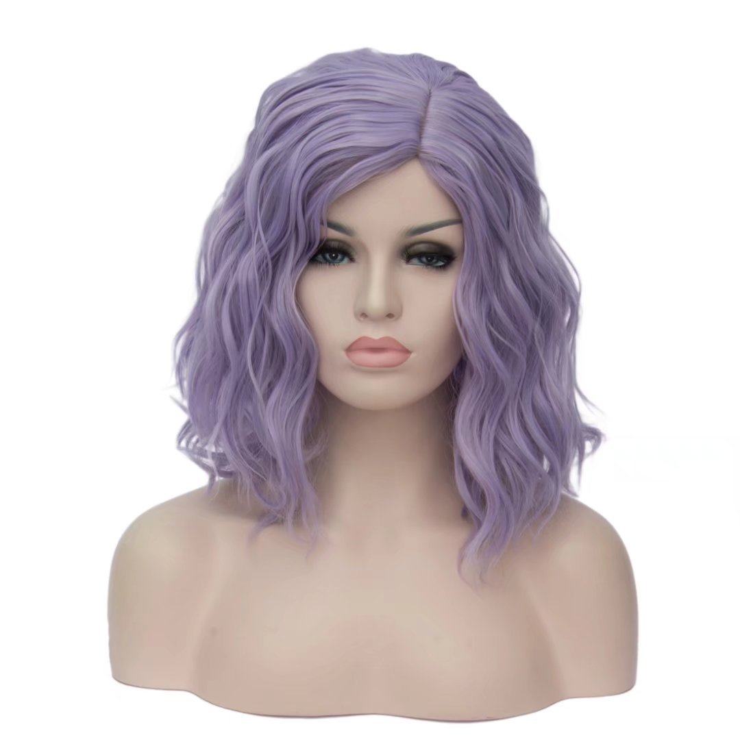 Daifeer 14" Women Short Light Purple Kinky Straight Cosplay Synthetic Wigs With Air Bangs 46 Colors Available (Light Purple)