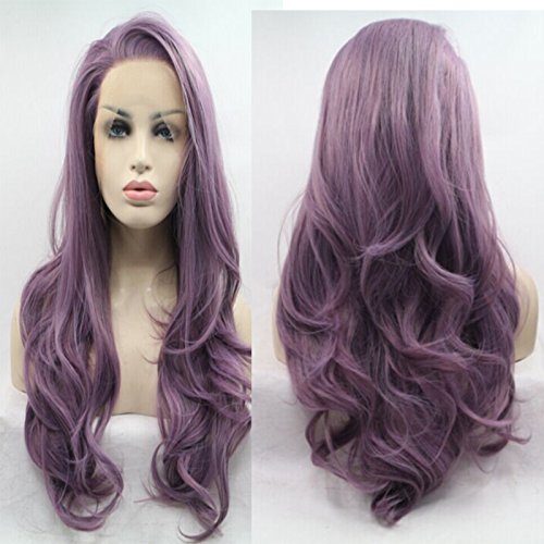 Daifeer Lucyhairwig Long Wavy Synthetic Lace Front Wig Glueless Purple High Temperature Heat Resistant Fiber Hair Wigs For Women